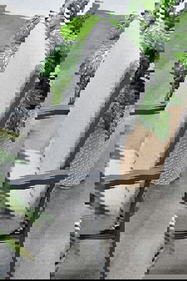 Garden Impressions Edison Natural - Six Seater Oval Dining Suite with Sergio Chairs - Light Grey Cushions