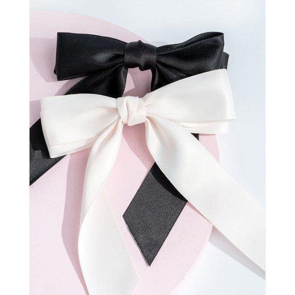 Brushworks Satin Hair Bow Duo – Black & White