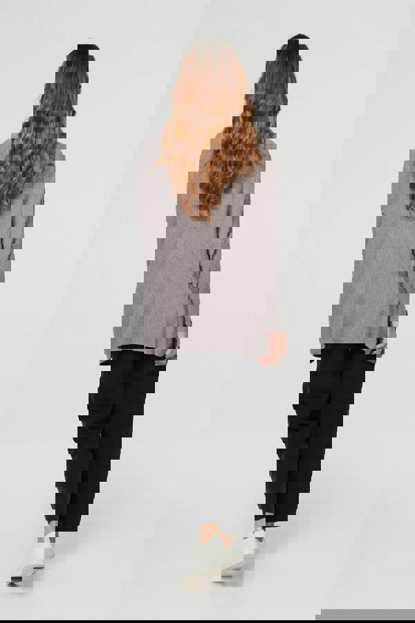 Grey | High Neck Batwing Sleeve Relaxed Jumper
