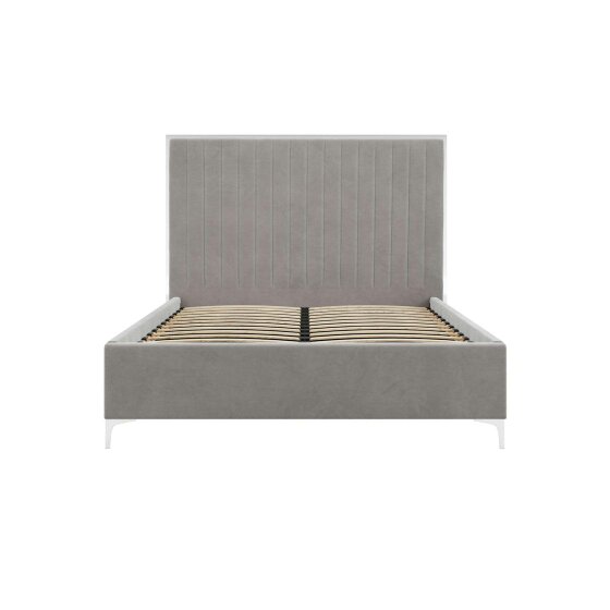 Wyld Haus Killarney Mink Upholstered 4ft6 Double Bed with Tall Ribbed Headboard