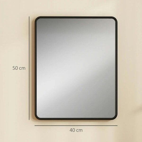 Bobobiy Rectangular Wall Mirror with HD Glass - Black