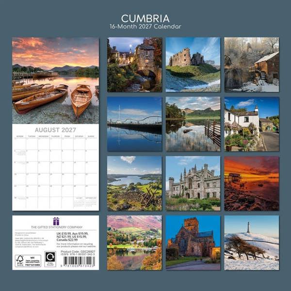 Cumbria Calendar 2027, Wall Calendars, Month To View, Travel, Gift
