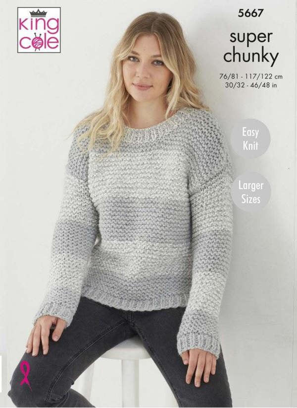 King Cole Super Chunky Knitting Pattern 5667, Sweaters, Cardigans for Women, 30 - 48 Inches - Easy