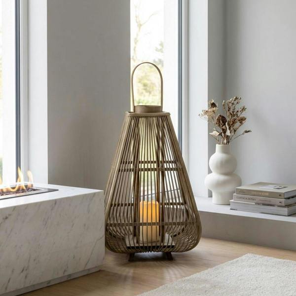 Garden Greatness Extra Large Natural Bamboo LED Lantern