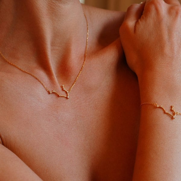 Gold Trip Gemini Zodiac Constellation Necklace