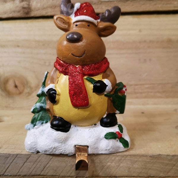 Samuel Alexander 13cm Premier Christmas Stocking Hanger Decoration in Reindeer Design