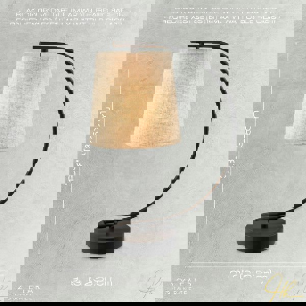 Chic Black Table Lamp with Oatmeal Natural Textured Linen Fabric Shade Image 6