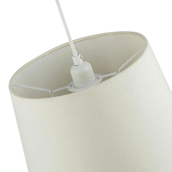 Contemporary Off-White Linen Fabric Drum Lampshade with Cotton Inner Image 4