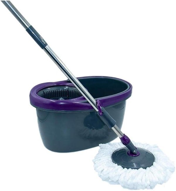 Calitek 360° Rotating Spin Mop and Bucket Set with 2 Microfibre Heads