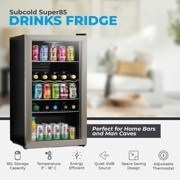 Subcold Super 85 LED Beer Fridge - Stainless Steel