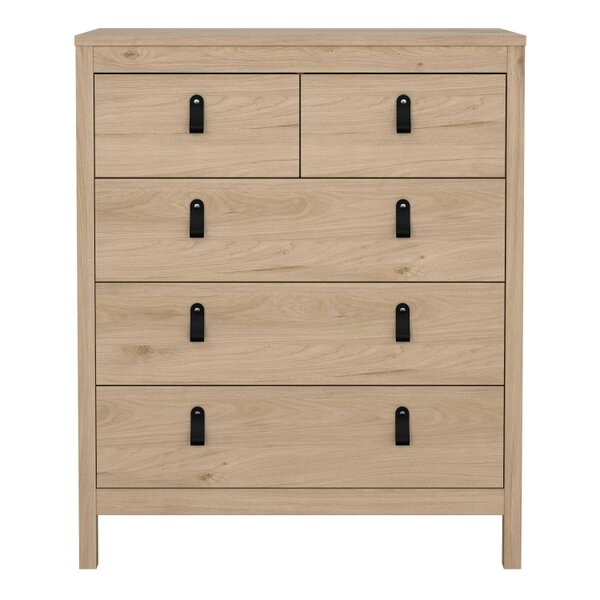 Wyld Haus Wildberry Natural Oak Wood Chest 5 Drawers