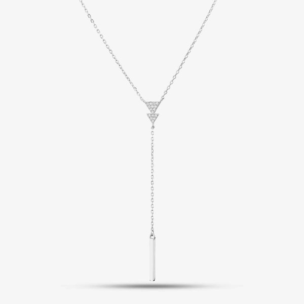 T. H. Baker Sterling Silver Cubic Zirconia Triangle Lariat Necklace N611054