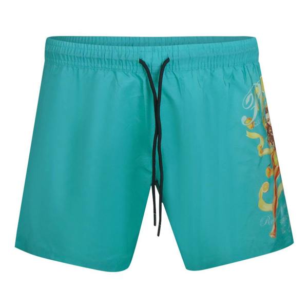 Philipp Plein Pin Up Logo Medium Boardshort Turquoise Swim Shorts L