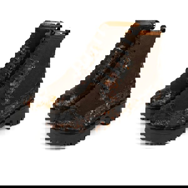 Embassy London Hatter Platform - Brown Metal - Women's Leather and brushed nubuck suede Ankle Lace-up Boot with chunky cleated sole