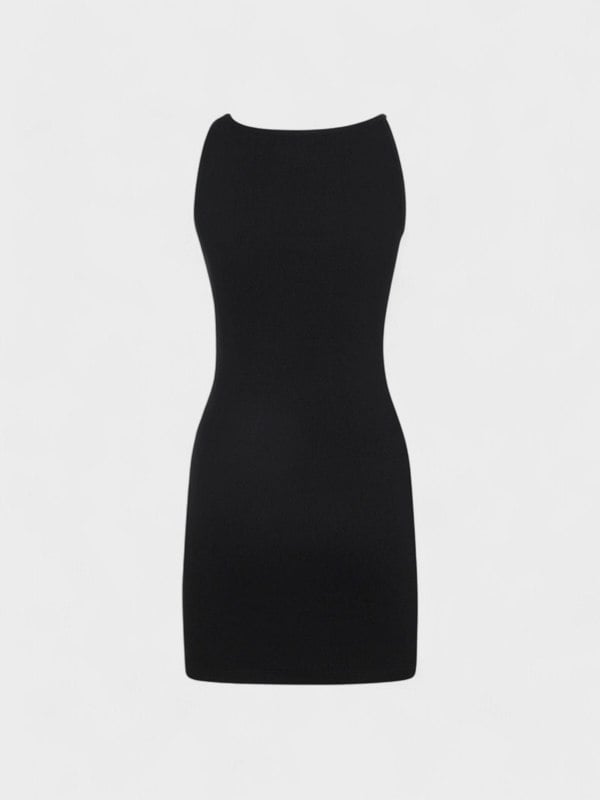 Off - White Off Stamp Rib Basic Tank Dress Black - Supplied FashionOff White
