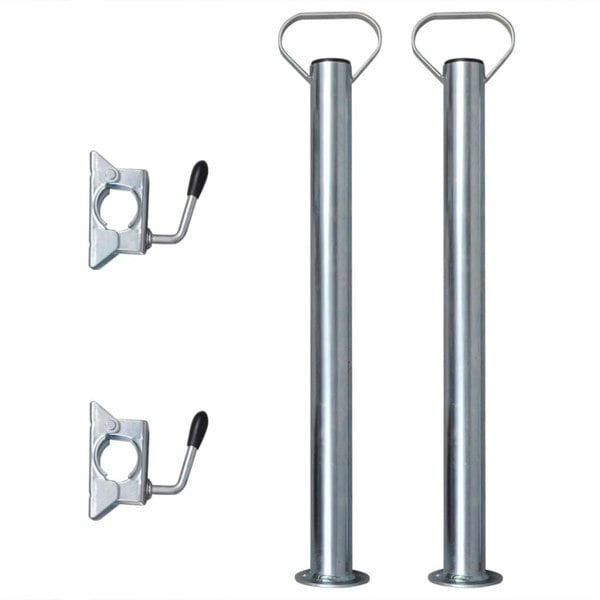 Berkfield 2 Support Tubes with 2 Split Clamps for 48 mm Jockey Wheel