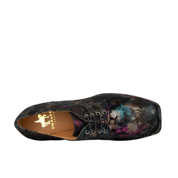 Embassy London Roulette Platform - Black Foil - Women's leather oxford pump with platform and block heel