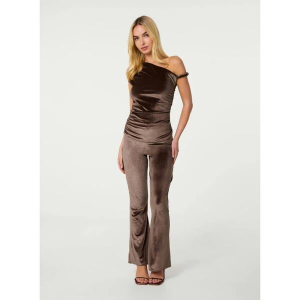 Pink Vanilla Velvet Flare Trousers