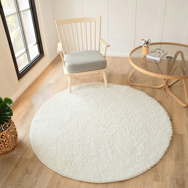 Livabliss Moda Shaggy MOG2302 Solid Color Cream Plush Soft Pile Rug