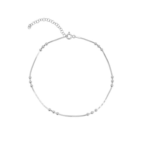 Spero London Sterling Silver Tree Bead Chain Anklet - Silver
