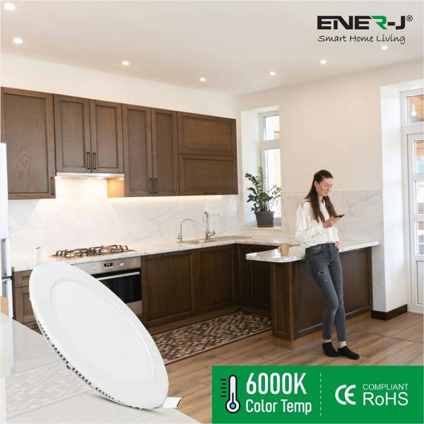 ENER-J 3W Recessed Round LED Mini Panel Downlight, 85mm Diameter, 70mm Hole Size, 6000K, 2 Years Warranty | Pack of 4