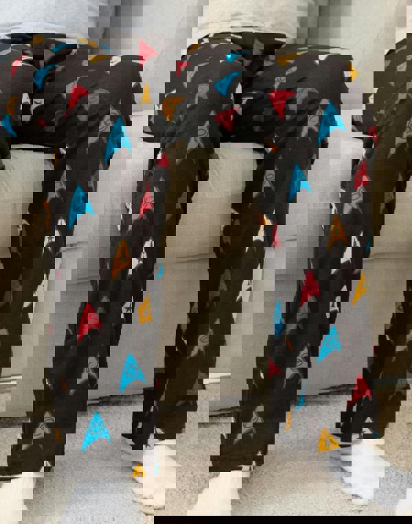 Star Trek Mens Black Logo Top All Over Print Bottom Short Sleeve Long Leg Pyjama Set