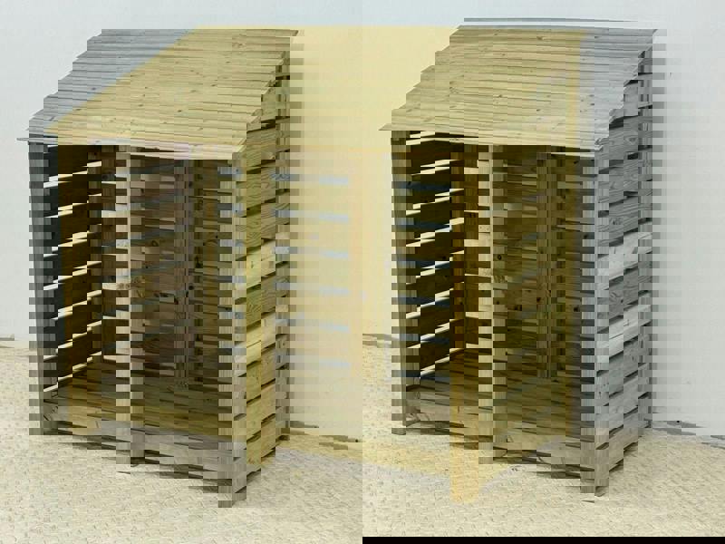 Arbor Garden Solutions Premium Slatted Wooden Log Store W-146cm, H-126cm or 180cm, D-88cm