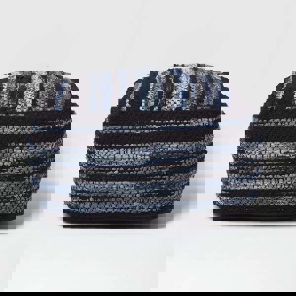 HOMESCAPES Texas Denim Woven Striped Bean Filled Pouffe