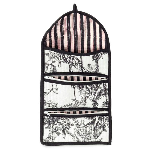 Elie Beaumont Serendipity Cotton Cosmetic/Jewellery Roll - Black / White Crane
