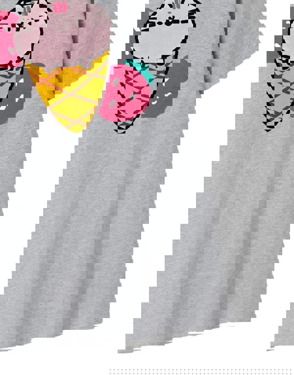 Pusheen Womens Grey Ice Cream Short Sleeved T-Shirt