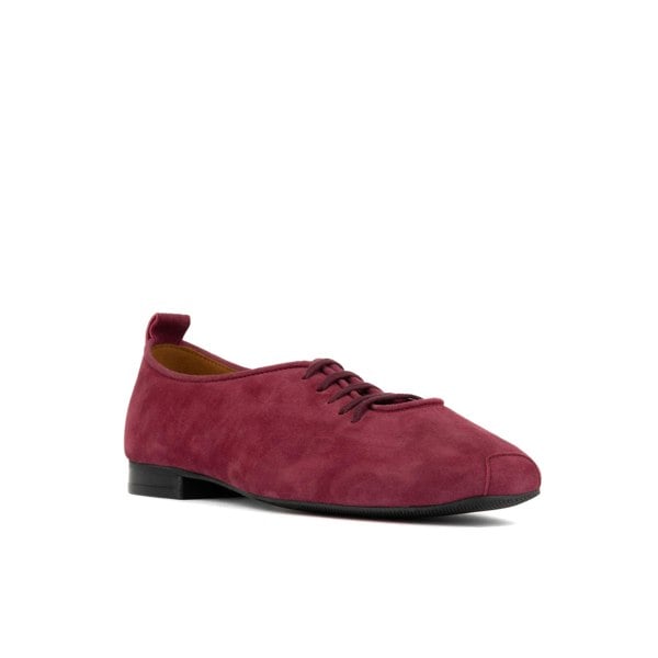 Embassy London Skyline - Burgundy - Women's Suede Lace Up Ballet Pump