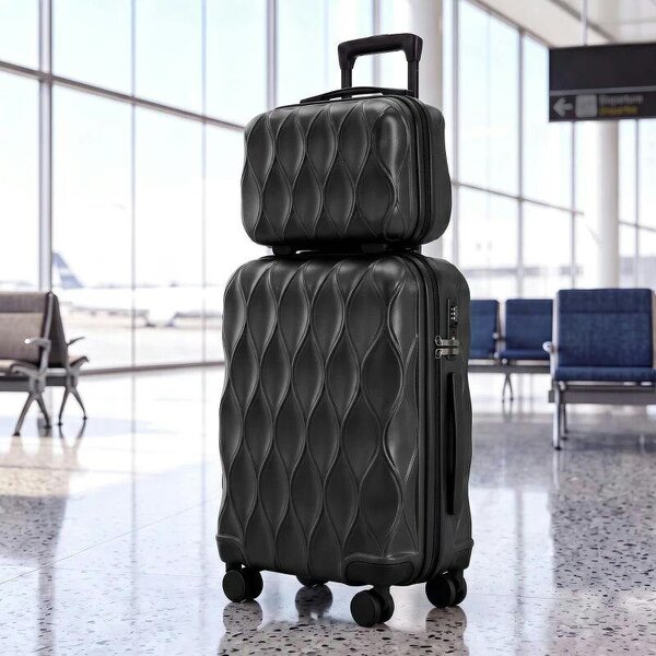 2-Piece Luggage Set, ABS Hard Shell Carry On Suitcase Set with TSA Lock, Spinner Wheels, 12/20 inch, Black