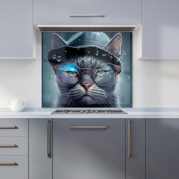 Warren Reed - Designer Russian Blue Cat Splashart Kitchen Splashback