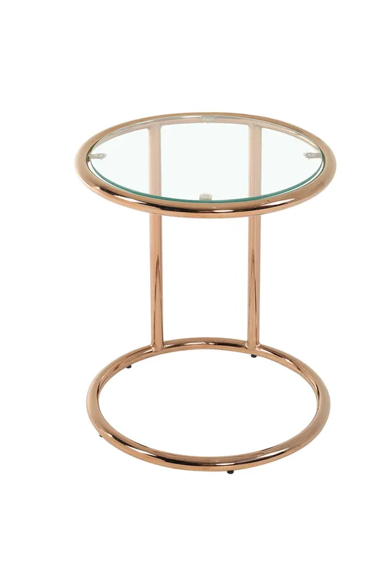 Living and Home Clear Tempered Glass Round Side Table with Metal Base
