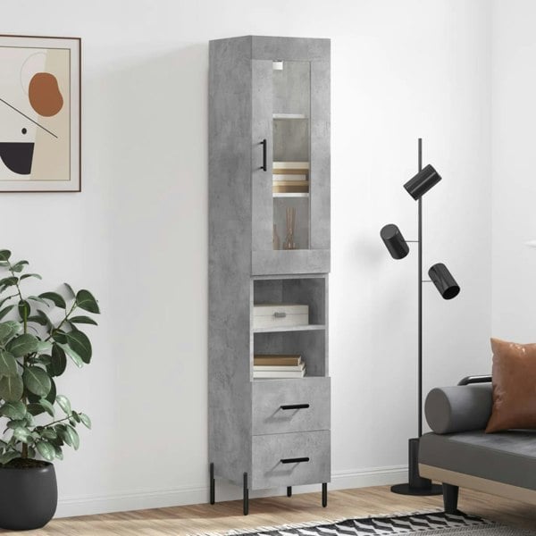 Berkfield Highboard Concrete Grey 34.5x34x180 cm Engineered Wood