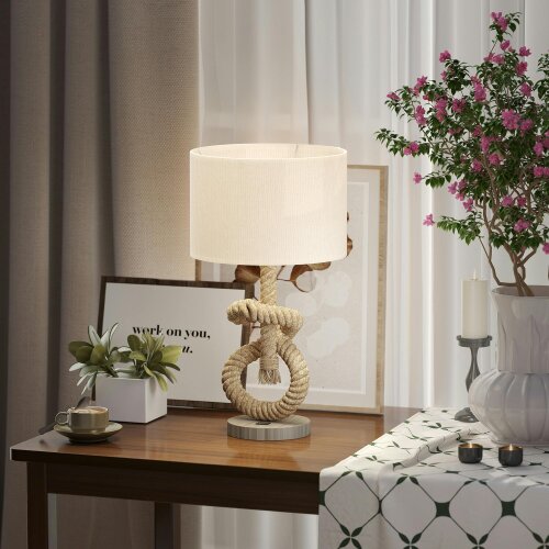HOMCOM LED Nautical Table Lamp with USB Charging Port
