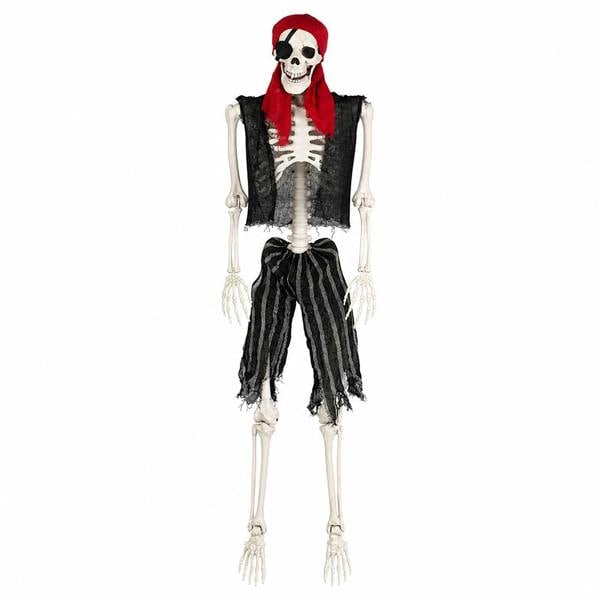 Yezi Halloween Skeleton Life Size Pirate Decor 166cm PE Plastic White