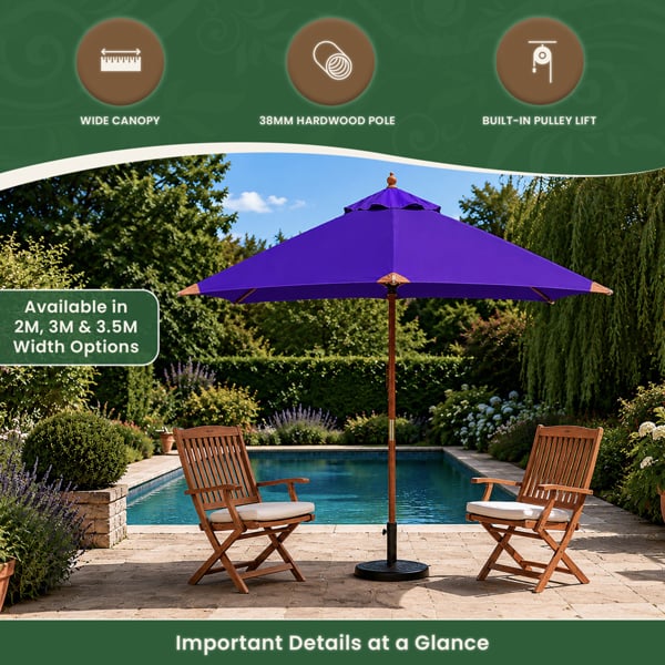 The Garden Marketplace 2m Premium Hardwood Garden Parasol Umbrella