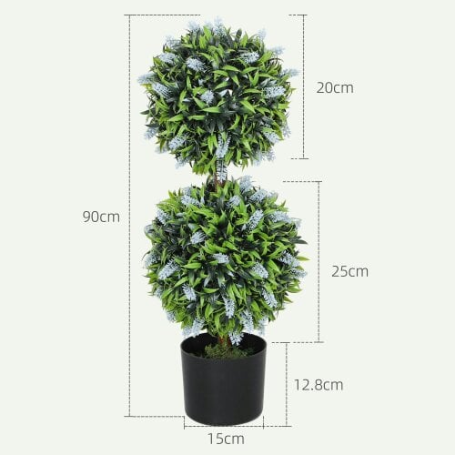 Wyld Haus Mazifi Set Of 2 Artificial Lavender Flower Ball Trees In Pots H8 70cm Blue