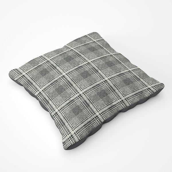 Warren Reed Monochrome Textured Checked Pattern Floor Cushion