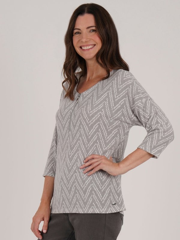 TIGI-Wear Chevron Zip Front Top