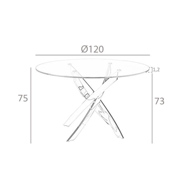 Angel Cerdá Round tempered glass and chrome-plated steel dining table 1061