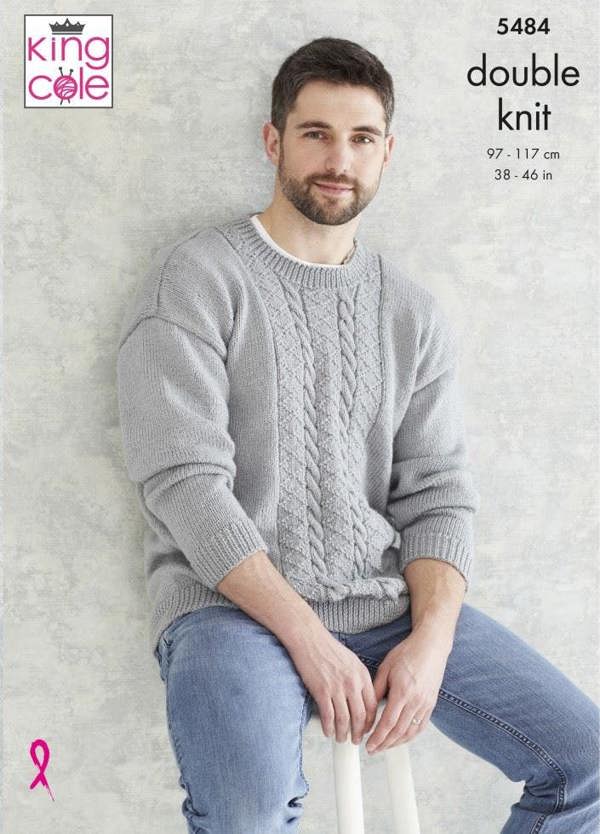 King Cole Subtle Drifter DK Knitting Pattern 5484, Sweaters for Men, 38 - 46 Inches