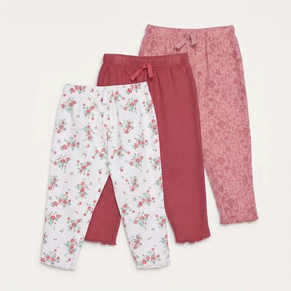 Mini Cuddles Floral-Print Leggings (Multicolour), 3 Pack