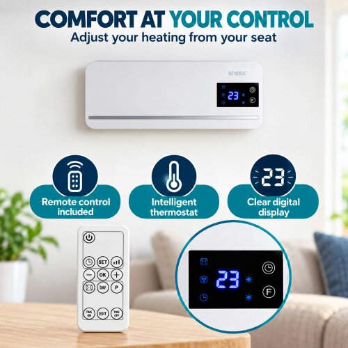 MYLEK Overdoor Fan Heater - 2kW - Air Curtain with Thermostat & Timer