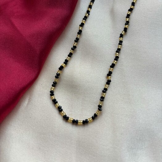 The Colourful Aura Handmade Black Gold Crystal Beaded Indian Asian Nazar Mangalsutra Necklace