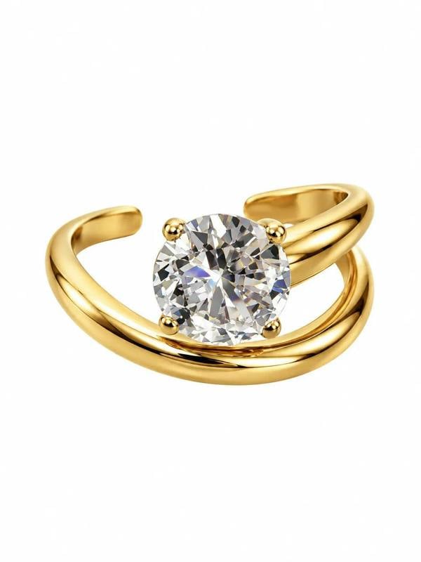 Luxe Tones Lucienne Luxe Gold Plated Crystal Statement Ring