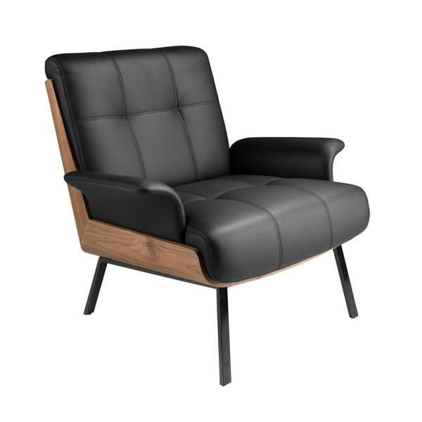 Angel Cerdá Black and Walnut Leatherette Armchair 5140