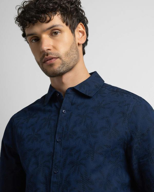 Steel & Jelly Tattenhall - Leaf Texture Long Sleeve Shirt