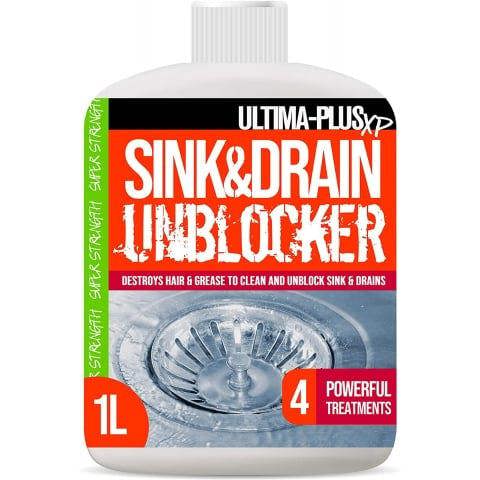 Ultima Plus XP Ultima-Plus XP Drain and Sink Unblocker Fluid Breaks Down Blockages Caused by Grime, Oil, Dirt, Grease, Food, Hair and More 1L